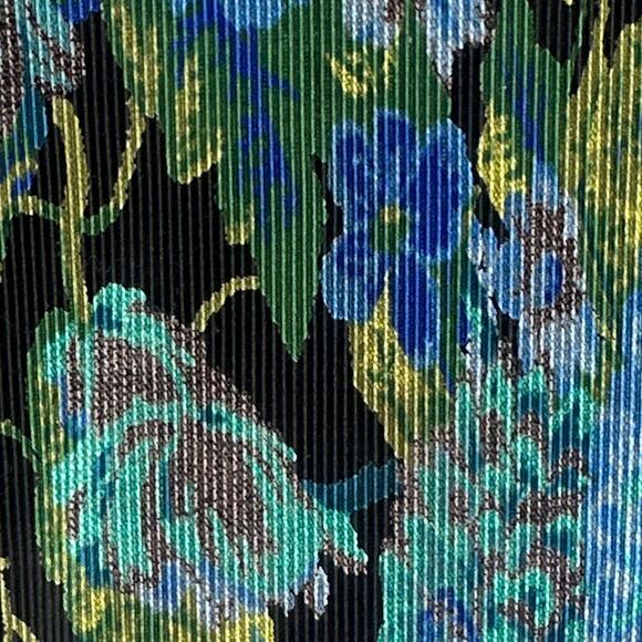 VTG Y2K Top M Accordion Ribbed Slinky Floral Blouse Party Work Club Boho Fairy - Picture 8 of 13